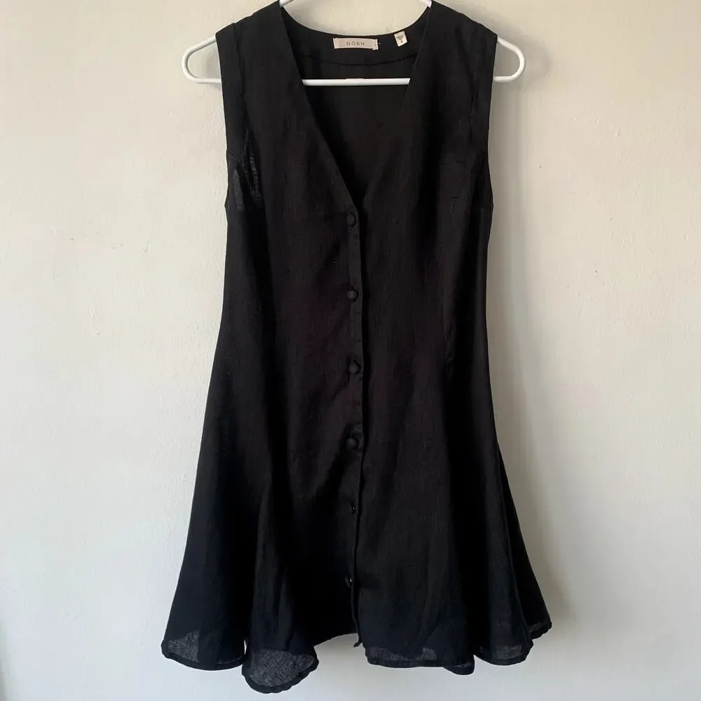 Doen Black Sleeveless Button-Front Mini Dress - Picture 6 of 14
